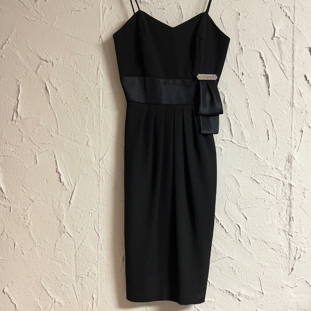 Vintage Rimini Black Sheath Cocktail Dress Spaghetti Strap